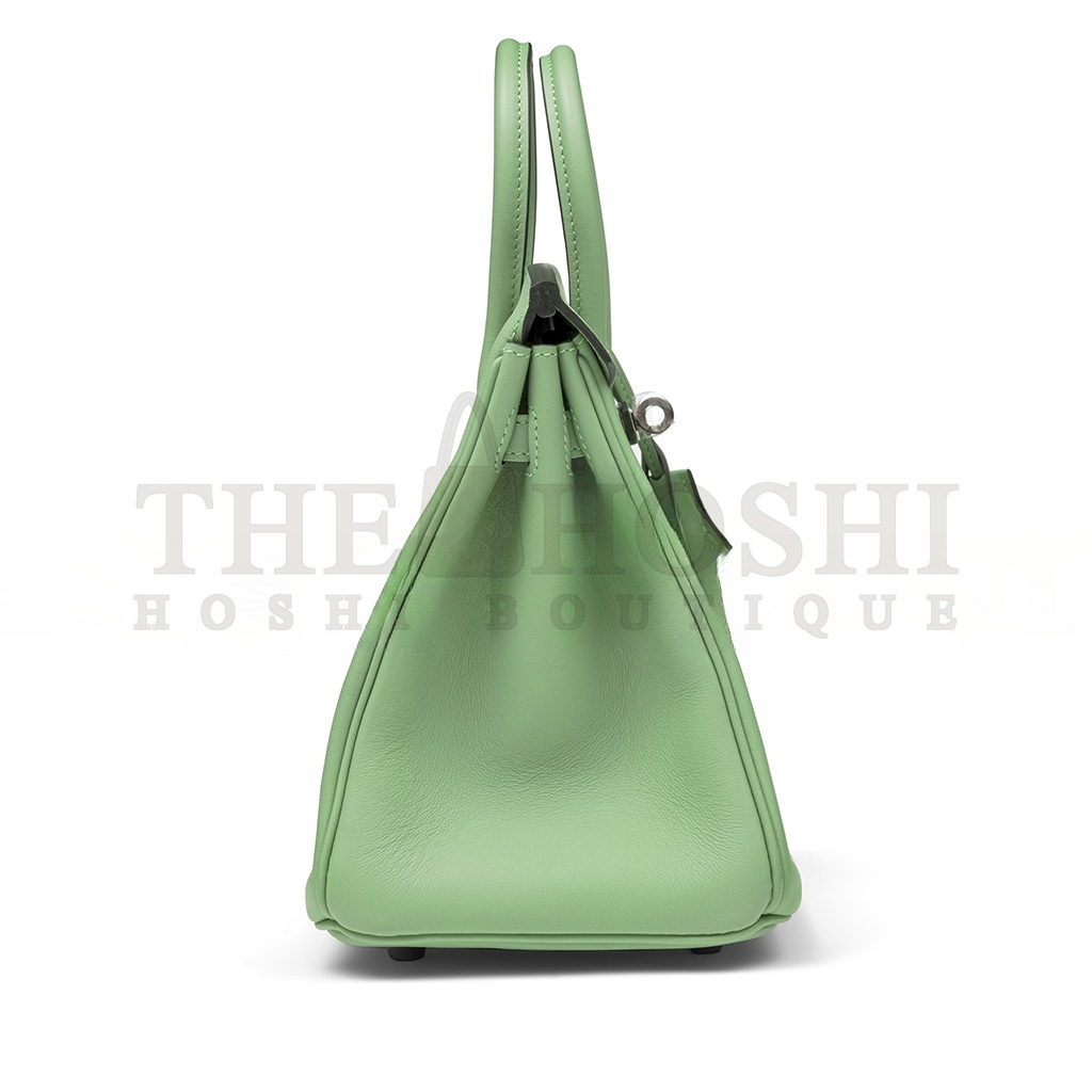 H**me5 BIRKIN 25 SWIFT LEATHER AVOCADO GREEN SILVER BUCKLE BAG H049362CK05 (25*20*13cm) Master Quality